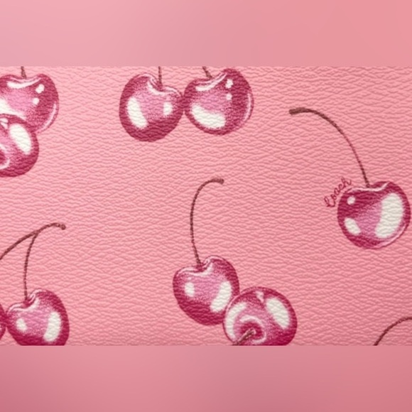 NEW! Coach Corner Zip Wristlet With Cherry Print Wristlet Clutch Wallet 🍒 - Picture 13 of 17